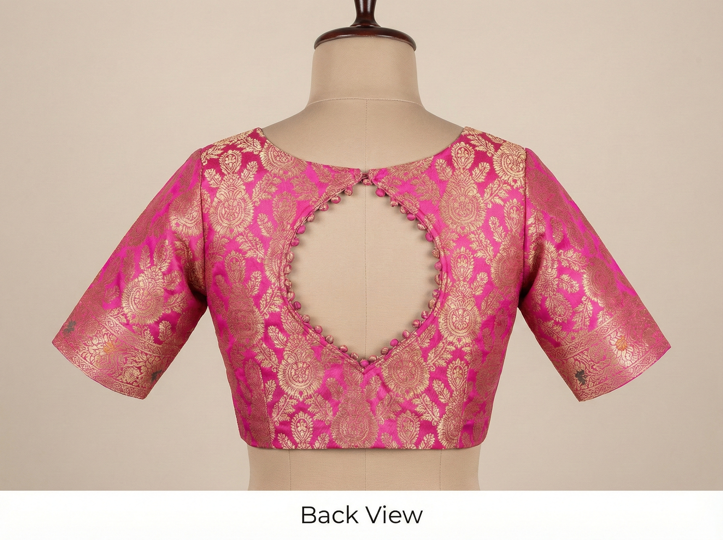 Pink banarasi blouse back cutout